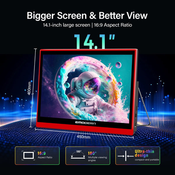 Emodern 14.1 inch Android TV portable monitor with touch screen Android 15 Qatar