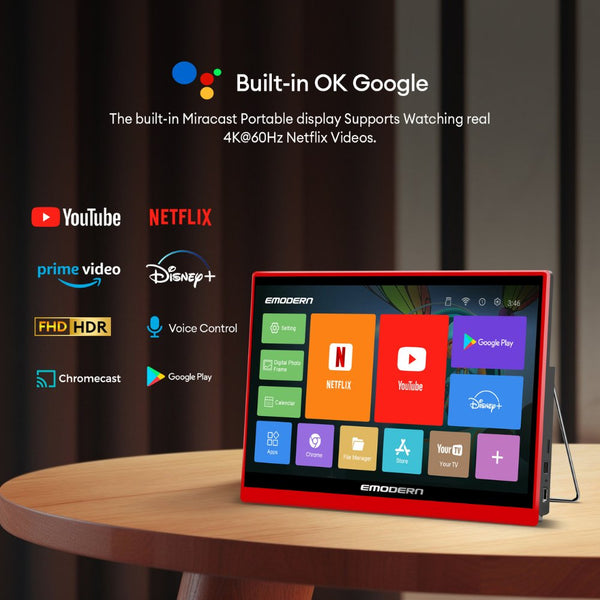 Emodern 14.1 inch Android TV portable monitor with touch screen Android 15 Qatar