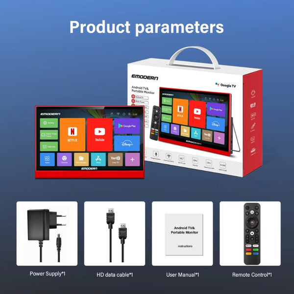 Emodern 14.1 inch Android TV portable monitor with touch screen Android 15 Qatar