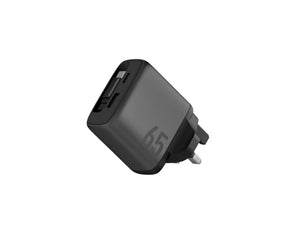 Energea AmpCharge Arc 65W GaN wall charger with retractable USB-C cable and USB-C USB-A ports