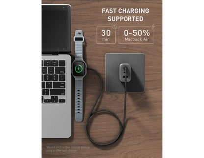 Energea Flow Duo Watch 1.5M USB-C to USB-C fast charging cable with Apple Watch charger