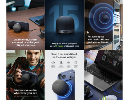 Energea MagAudio Go Plus magnetic wireless speaker with Qi charging Qatar