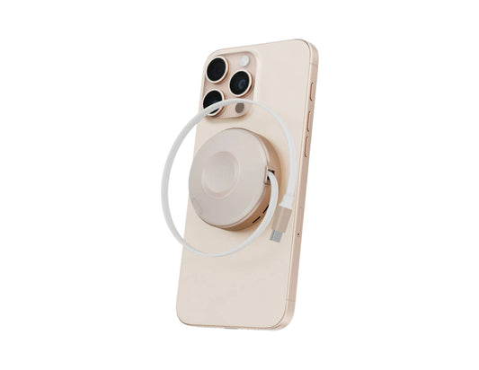 Energea MagDuo Arc 2 in 1 wireless charger with built in retractable cable for phone and Apple Watch