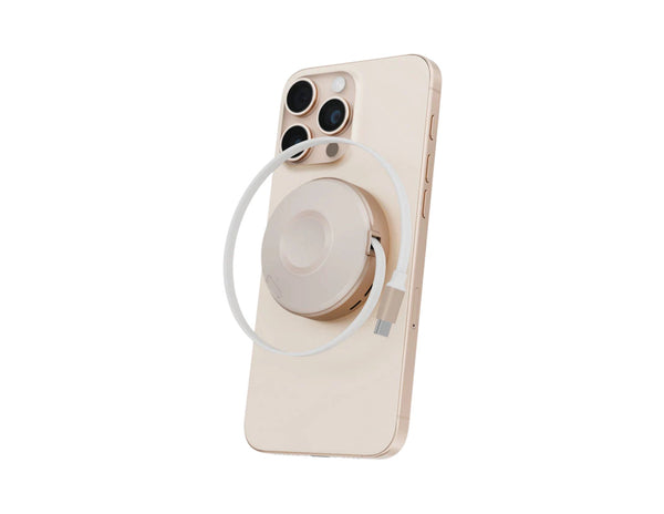 Energea MagDuo Arc 2 in 1 wireless charger with built in retractable cable for phone and Apple Watch