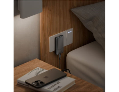 Energea Travelworld Edge 65W ultra slim GaN travel charger with interchangeable UK and EU plugs