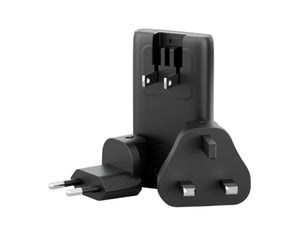 Energea Travelworld Edge 65W ultra slim GaN travel charger with interchangeable UK and EU plugs