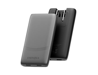 Energea Travelworld Edge 65W ultra slim GaN travel charger with interchangeable UK and EU plugs