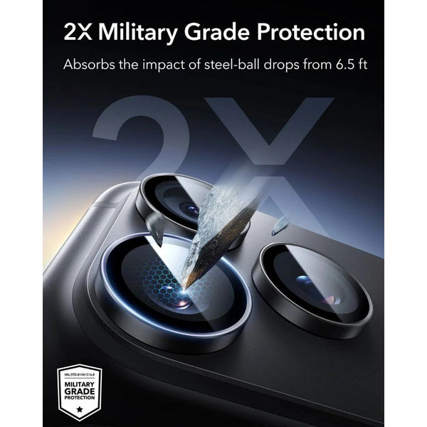 ESR Armorite 9H camera lens protector in Black for iPhone 18 Pro and Pro Max with raised-edge impact protection in Qatar