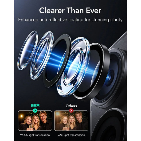 ESR Armorite 9H camera lens protector in Black for iPhone 18 Pro and Pro Max with raised-edge impact protection in Qatar