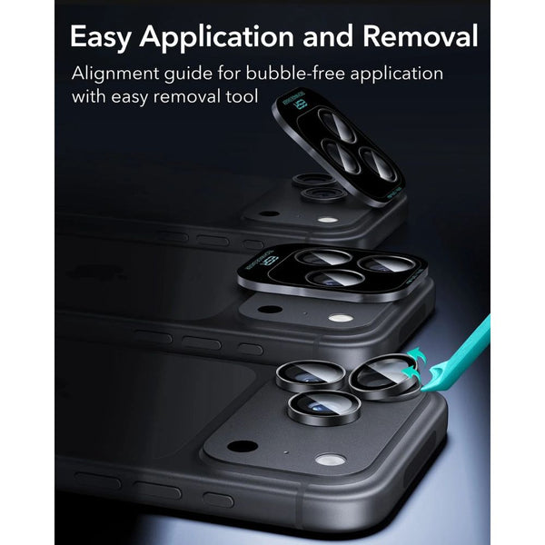ESR Armorite 9H camera lens protector in Black for iPhone 18 Pro and Pro Max with raised-edge impact protection in Qatar