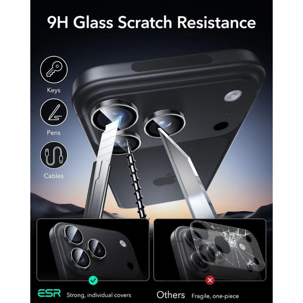 ESR Armorite 9H clear camera lens protector for iPhone 18 Pro and Pro Max with raised-edge impact and scratch protection in Qatar