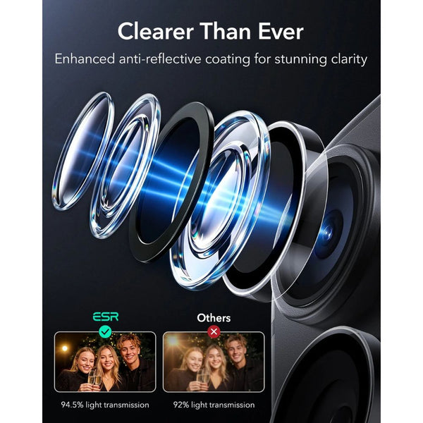 ESR Armorite 9H clear camera lens protector for iPhone 18 Pro and Pro Max with raised-edge impact and scratch protection in Qatar