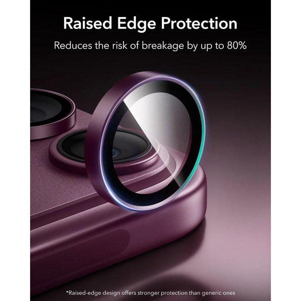 ESR Armorite 9H camera lens protector in Deep Burgundy for iPhone 18 Pro and Pro Max with raised-edge impact and scratch protection in Qatar