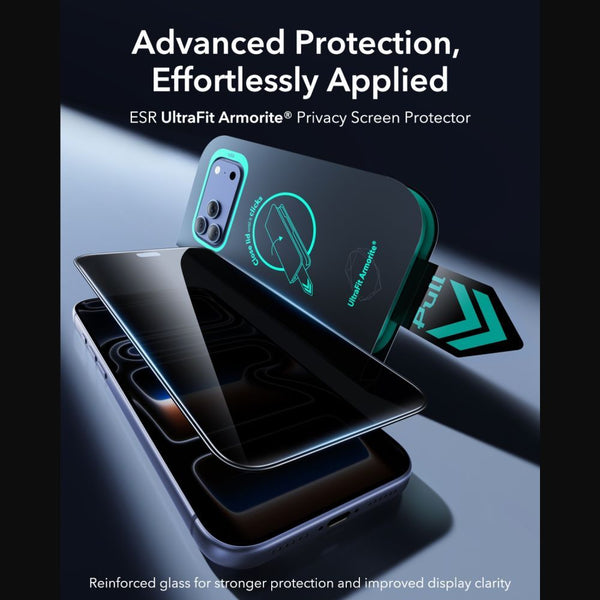 ESR Armorite privacy tempered glass screen protector 2 pack for iPhone 18 Pro Max with 9H scratch resistance and side-view privacy in Qatar