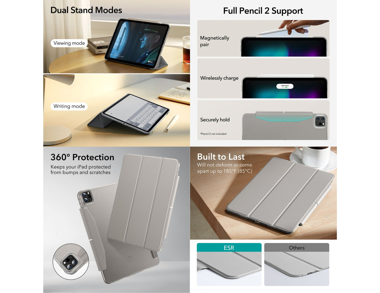 ESR Ascend Trifold Case with Pencil support for iPad Pro 13 2024 at Thabthaba Store Qatar.