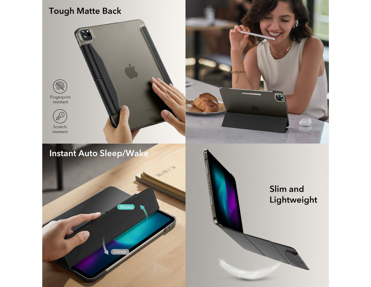 ESR Ascend Trifold Case with Pencil support for iPad Pro 13 2024 at Thabthaba Store Qatar.