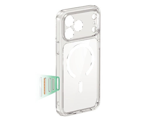 ESR Classic Hybrid Magnetic Case Camera Control clear for iPhone 17 Pro & Pro Max at Thabthaba Store Qatar.