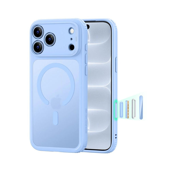 ESR Classic Hybrid Magnetic Case for iPhone 18 Pro in Frosted Light Blue with Camera Control cover, magnetic attachment and Qi2 25W charging in Qatar