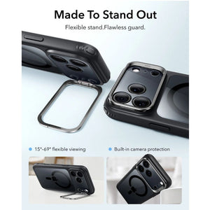 ESR Classic Hybrid Magnetic Case for iPhone 18 Pro Max in Clear Black with adjustable Flex Stand, Camera Control and Qi2 25W charging in Qatar