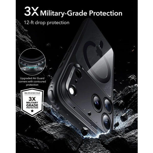 ESR Classic Hybrid Magnetic Case for iPhone 18 Pro Max in Clear Black with Camera Control cover, magnetic attachment and Qi2 25W charging in Qatar