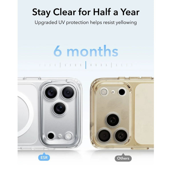 ESR Classic Hybrid Magnetic Case for iPhone 18 Pro Max in Clear with adjustable Flex Stand, Camera Control and Qi2 25W charging in Qatar