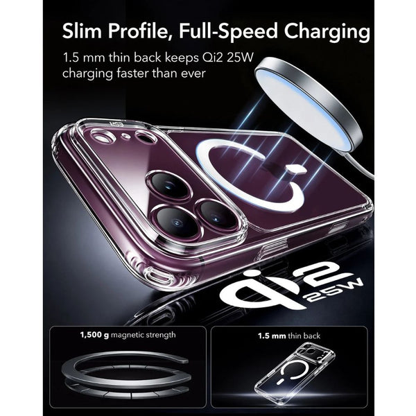 ESR Classic Hybrid Magnetic Case for iPhone 18 Pro Max in Clear with Camera Control cover, magnetic attachment and Qi2 25W charging in Qatar