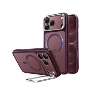 ESR Classic Hybrid Magnetic Case for iPhone 18 Pro Max in Frosted Deep Burgundy with Flex Stand, Camera Control and Qi2 25W charging in Qatar