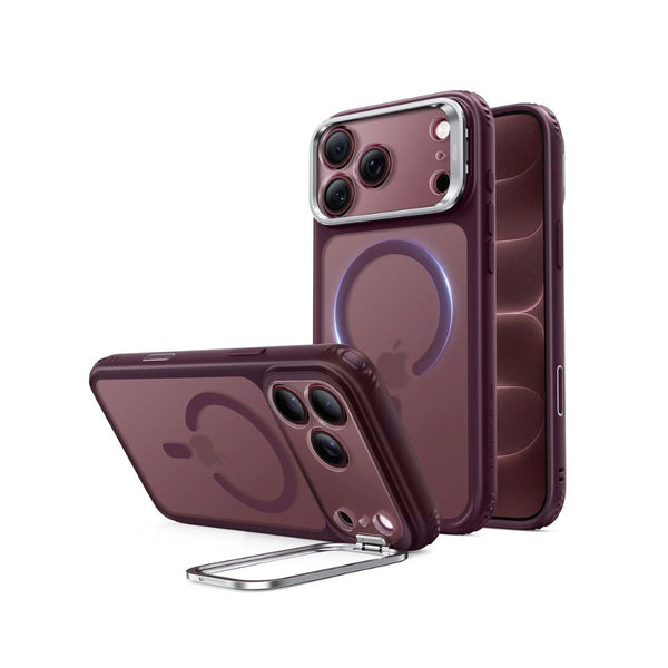 ESR Classic Hybrid Magnetic Case for iPhone 18 Pro Max in Frosted Deep Burgundy with Flex Stand, Camera Control and Qi2 25W charging in Qatar