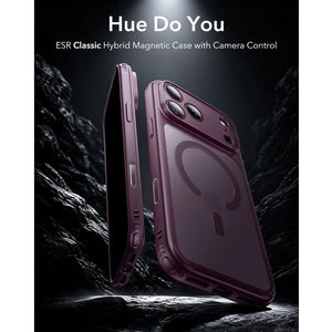 ESR Classic Hybrid Magnetic Case for iPhone 18 Pro Max in Frosted Deep Burgundy with Camera Control cover, magnetic attachment and Qi2 25W charging in Qatar