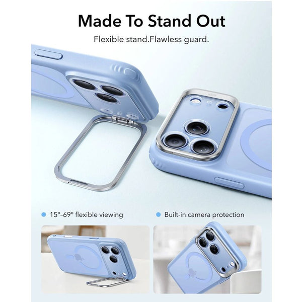ESR Classic Hybrid Magnetic Case for iPhone 18 Pro Max in Frosted Light Blue with Flex Stand, Camera Control and Qi2 25W charging in Qatar