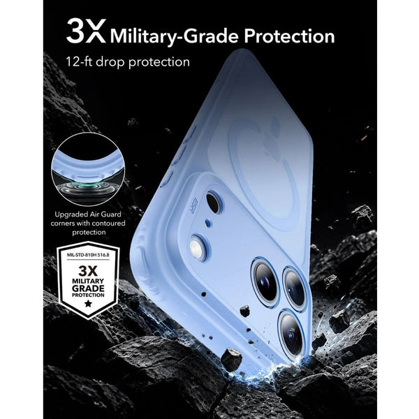 ESR Classic Hybrid Magnetic Case for iPhone 18 Pro Max in Frosted Light Blue with Camera Control cover, magnetic attachment and Qi2 25W charging in Qatar