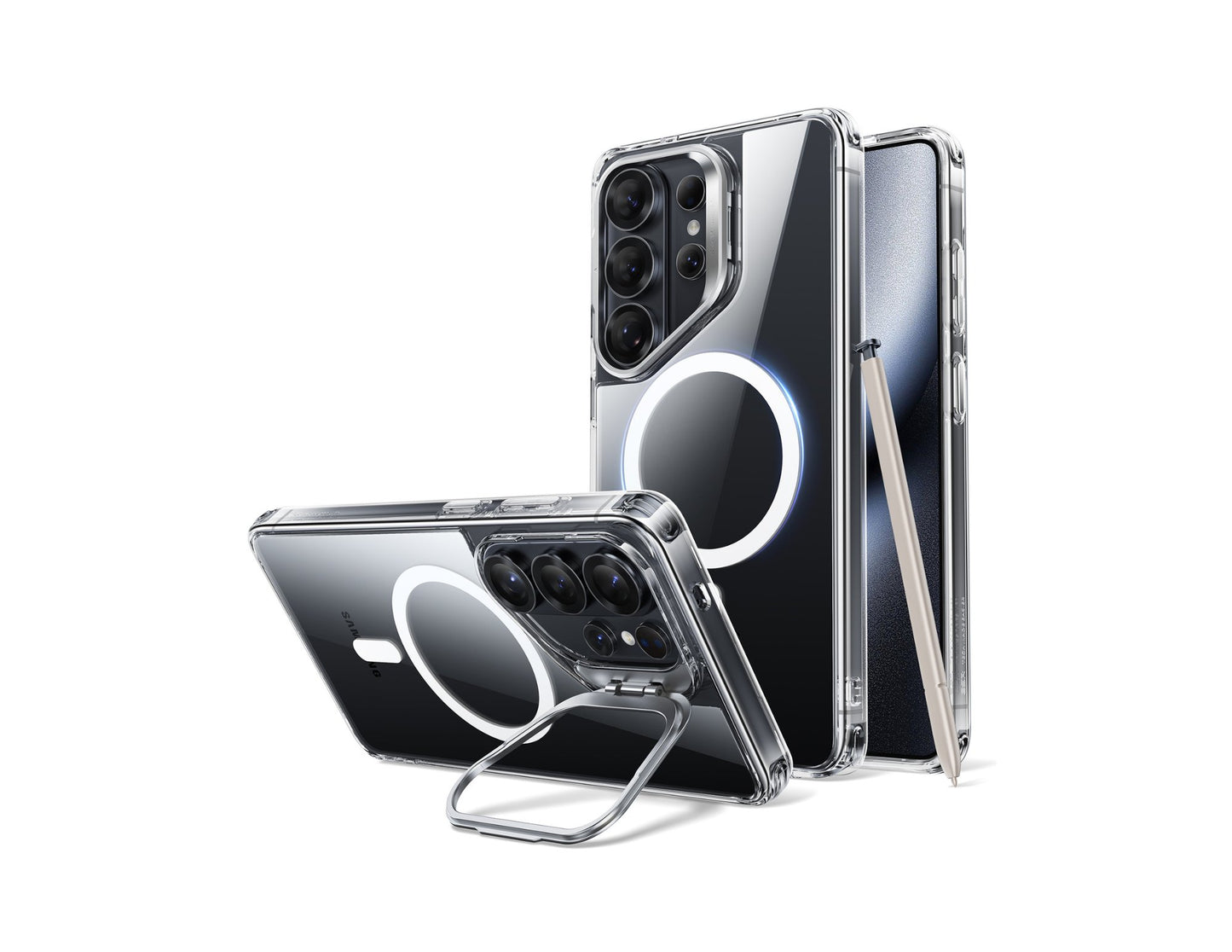 ESR Classic Hybrid Magnetic Stash Stand clear case for Samsung Galaxy S26 Ultra at Thabthaba Store Qatar.