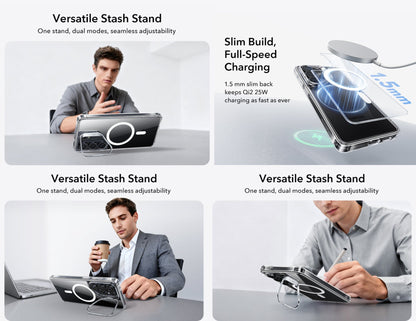 ESR Classic Hybrid Magnetic Stash Stand clear case for Samsung Galaxy S26 Ultra at Thabthaba Store Qatar.