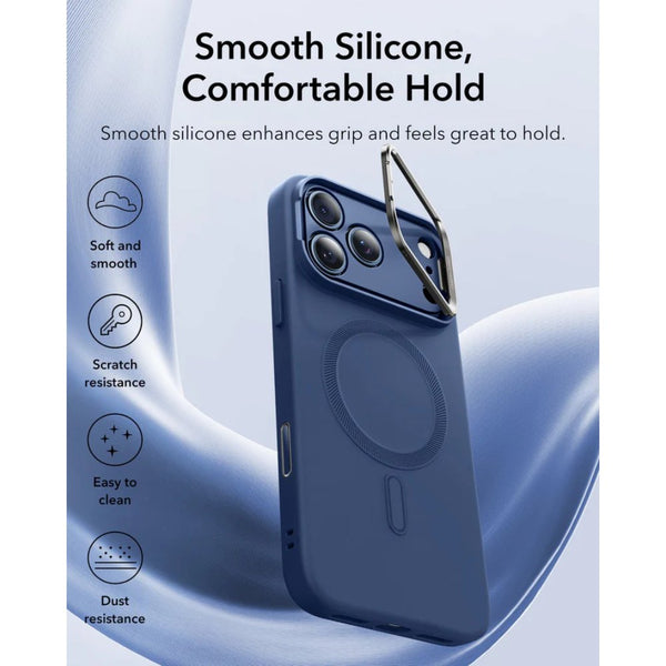 ESR Cloud Soft Magnetic Case iPhone 17 Pro Max Navy Blue MagSafe Stash Stand Qatar