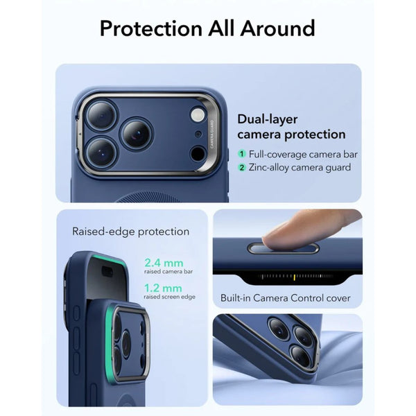 ESR Cloud Soft Magnetic Case iPhone 17 Pro Max Navy Blue MagSafe Stash Stand Qatar