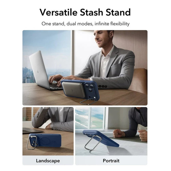 ESR Cloud Soft Magnetic Case iPhone 17 Pro Navy Blue MagSafe Stash Stand Qatar