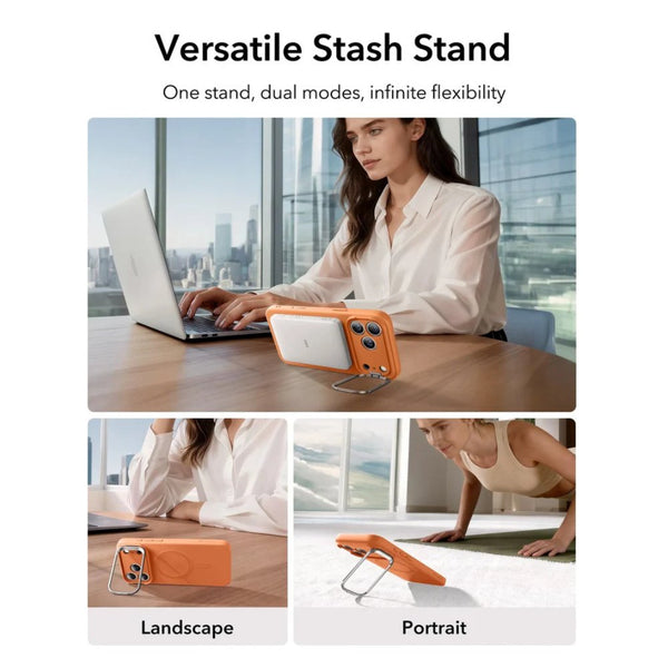 ESR Cloud Soft Magnetic Case iPhone 17 Pro Orange MagSafe Stash Stand Qatar