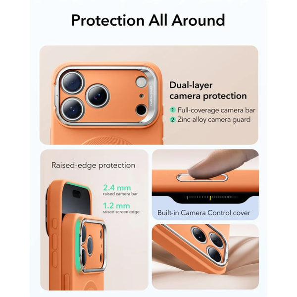 ESR Cloud Soft Magnetic Case iPhone 17 Pro Orange MagSafe Stash Stand Qatar
