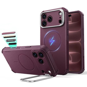 ESR Cyber Tough magnetic Deep Burgundy case for iPhone 18 Pro with adjustable flex stand, 26-ft drop protection, and MagSafe compatibility in Qatar