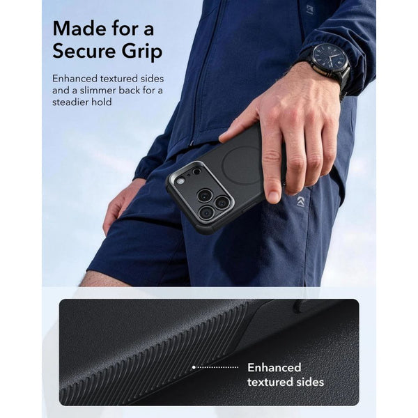 ESR Cyber Tough magnetic black case for iPhone 18 Pro Max with adjustable flex stand, 26-ft drop protection, and MagSafe compatibility in Qatar