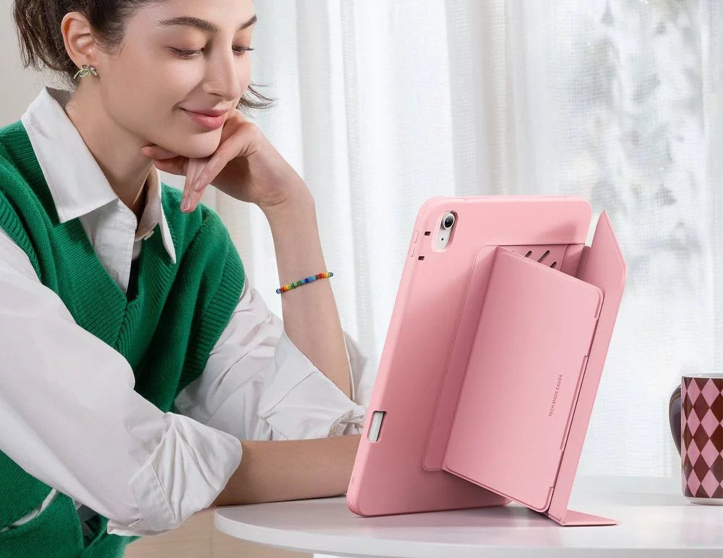 ESR Flip Hybrid Magnetic Case for iPad 10/11 A16 with pencil holder and multi-angle stand at Thabthaba Store Qatar.