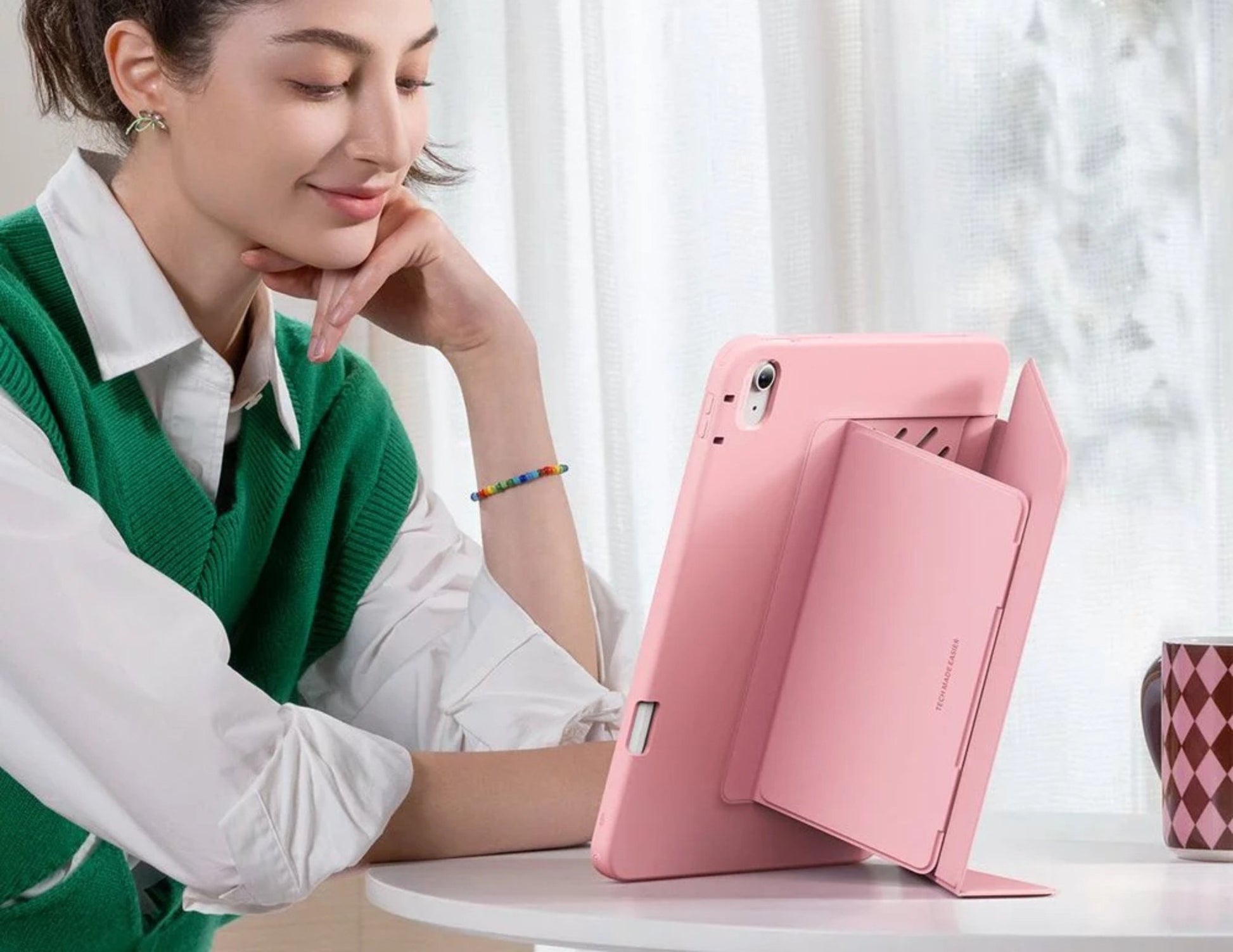 ESR Flip Hybrid Magnetic Case for iPad 10/11 A16 with pencil holder and multi-angle stand at Thabthaba Store Qatar.