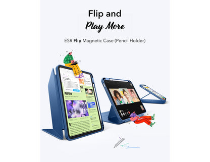 ESR Flip Magnetic Case Pencil Holder with stands for iPad 10/11 A16 at Thabthaba Store Qatar.