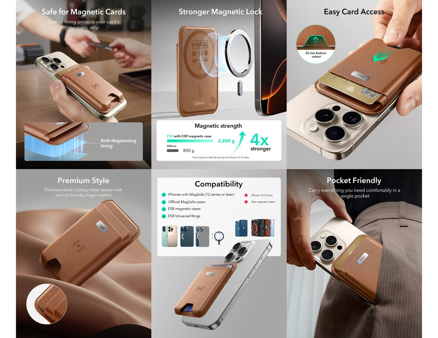 ESR Classic Geo Wallet Boost HaloLock with Find My for MagSafe at Thabthaba Store Qatar.