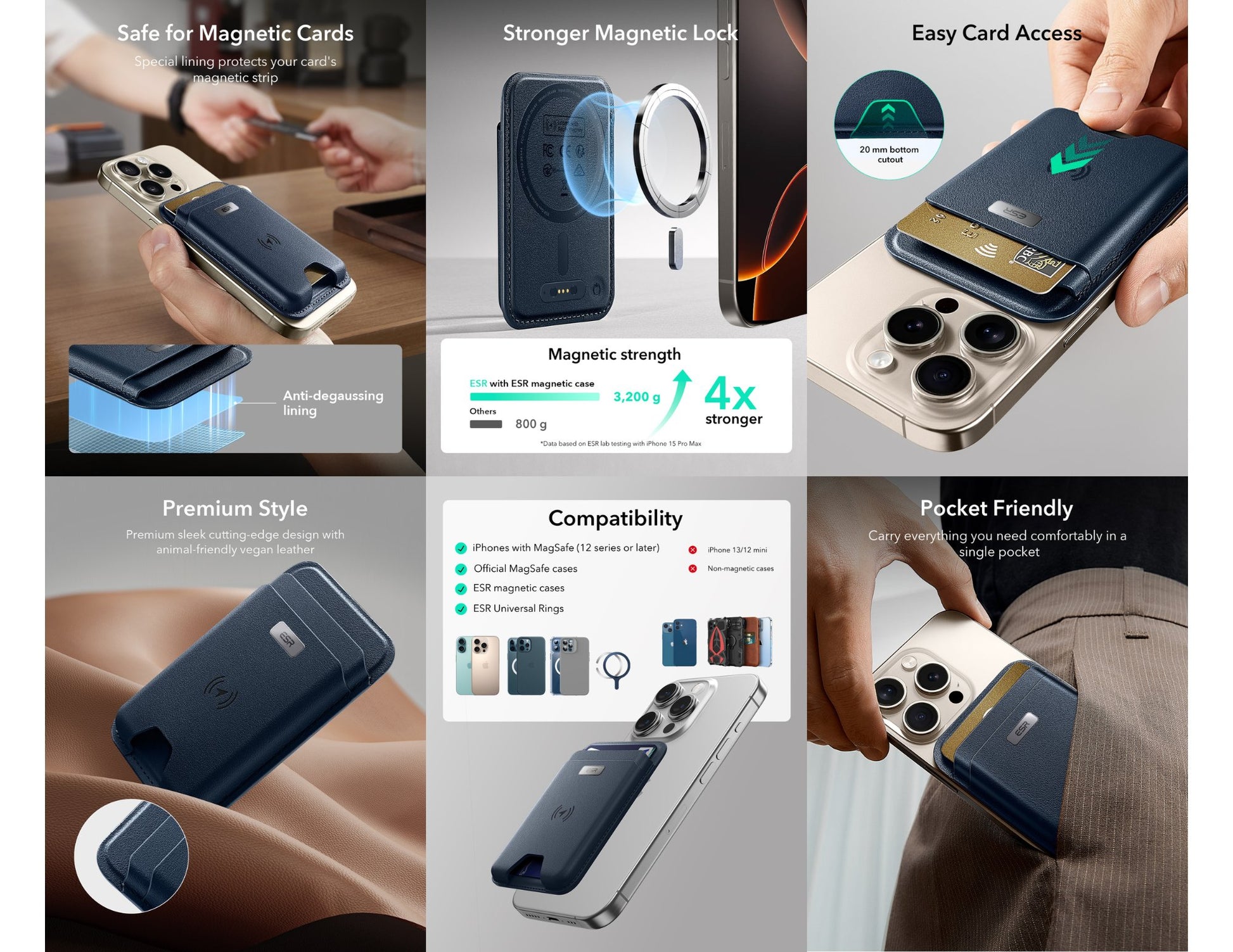 ESR Classic Geo Wallet Boost HaloLock with Find My for MagSafe at Thabthaba Store Qatar.