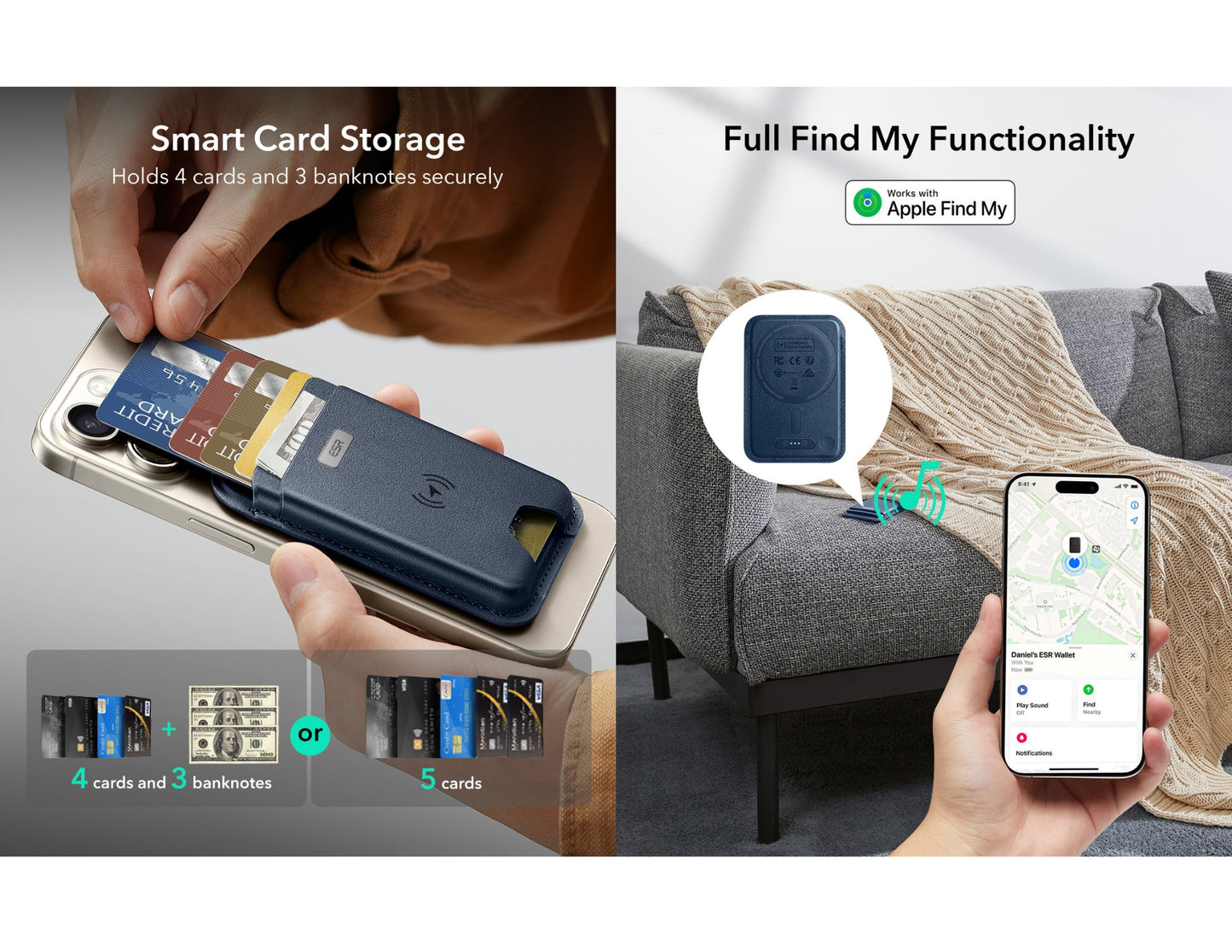 ESR Classic Geo Wallet Boost HaloLock with Find My for MagSafe at Thabthaba Store Qatar.