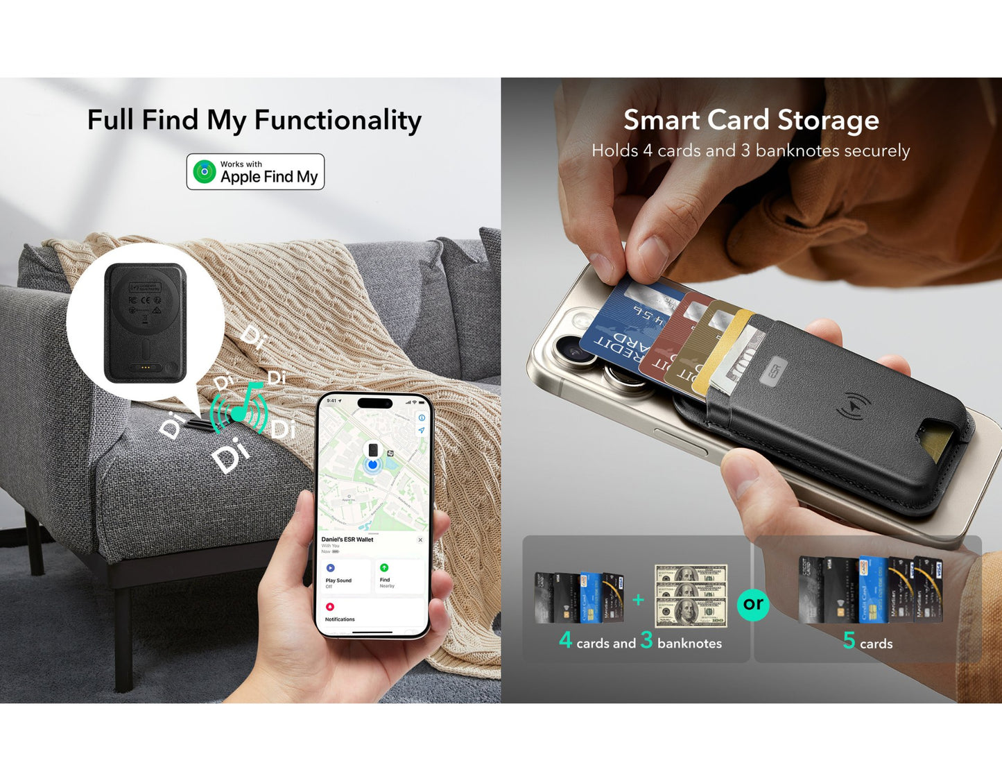 ESR Classic Geo Wallet Boost HaloLock with Find My for MagSafe at Thabthaba Store Qatar.