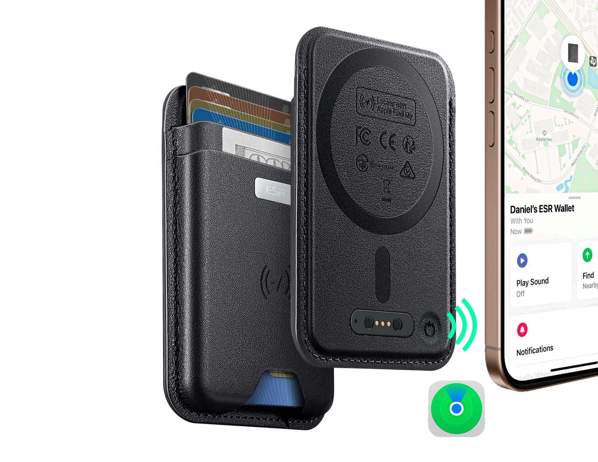 ESR Classic Geo Wallet Boost HaloLock with Find My for MagSafe at Thabthaba Store Qatar.