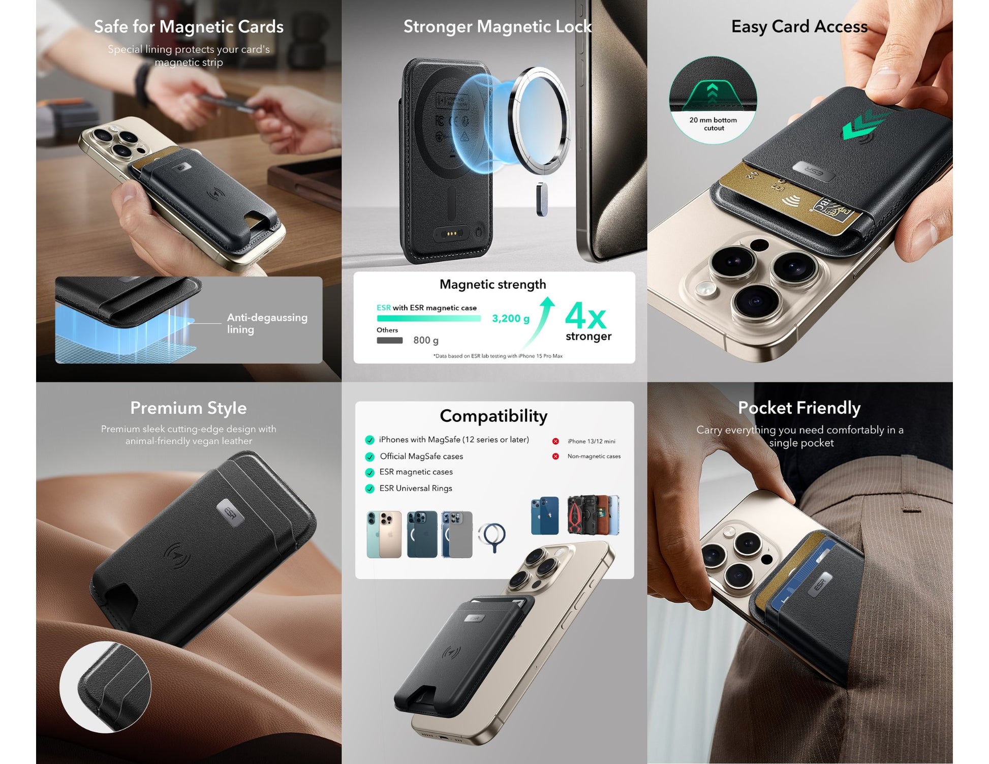 ESR Classic Geo Wallet Boost HaloLock with Find My for MagSafe at Thabthaba Store Qatar.