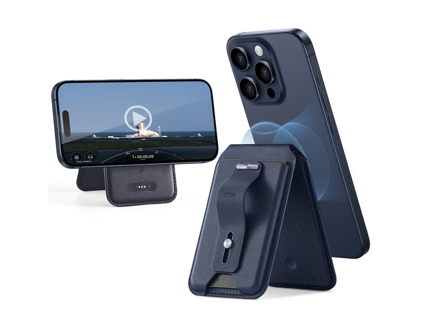 ESR HaloLock Geo Wallet Stand with grip and Find My for MagSafe at Thabthaba Store Qatar.